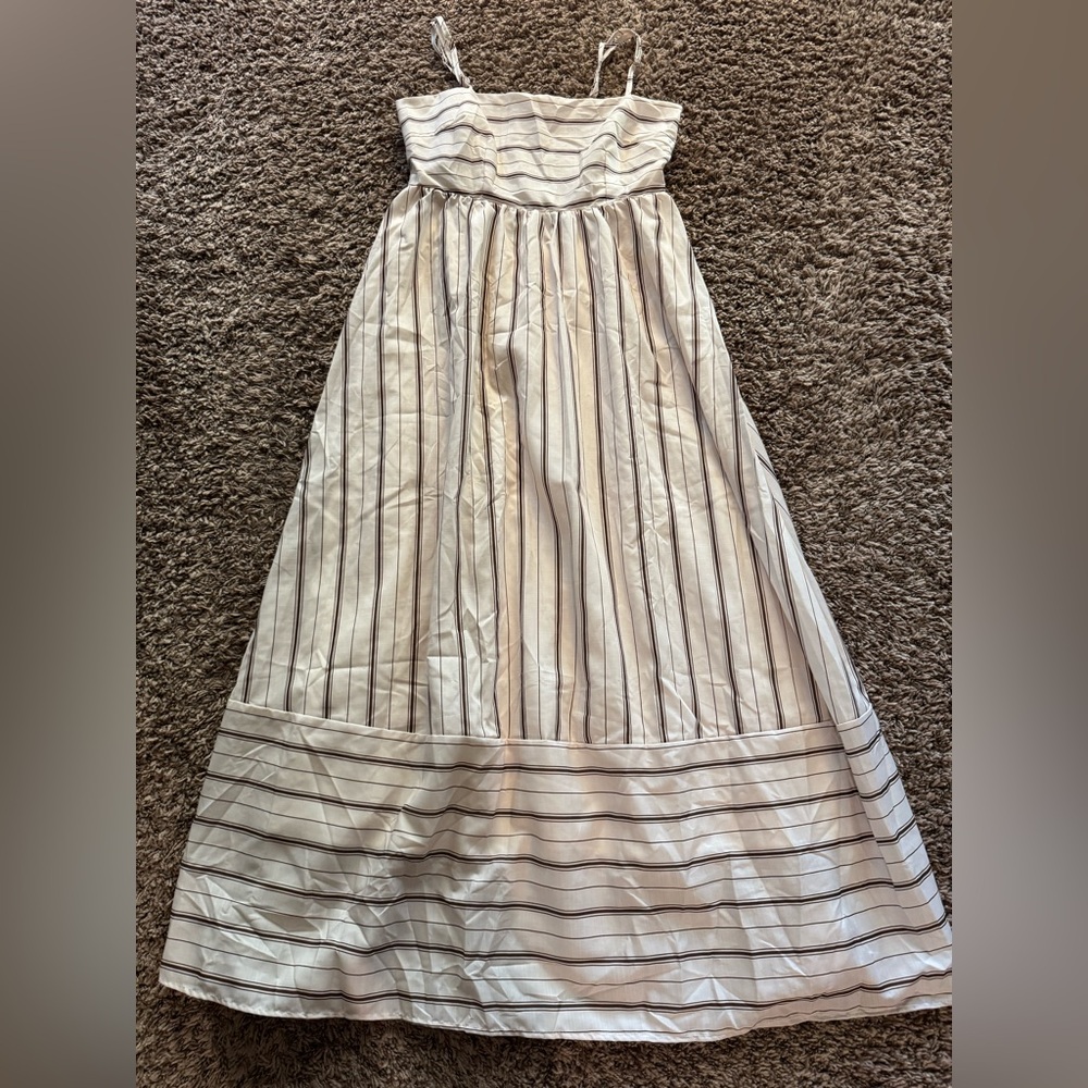 Flowy Brown and Creme Striped Maxi Dress